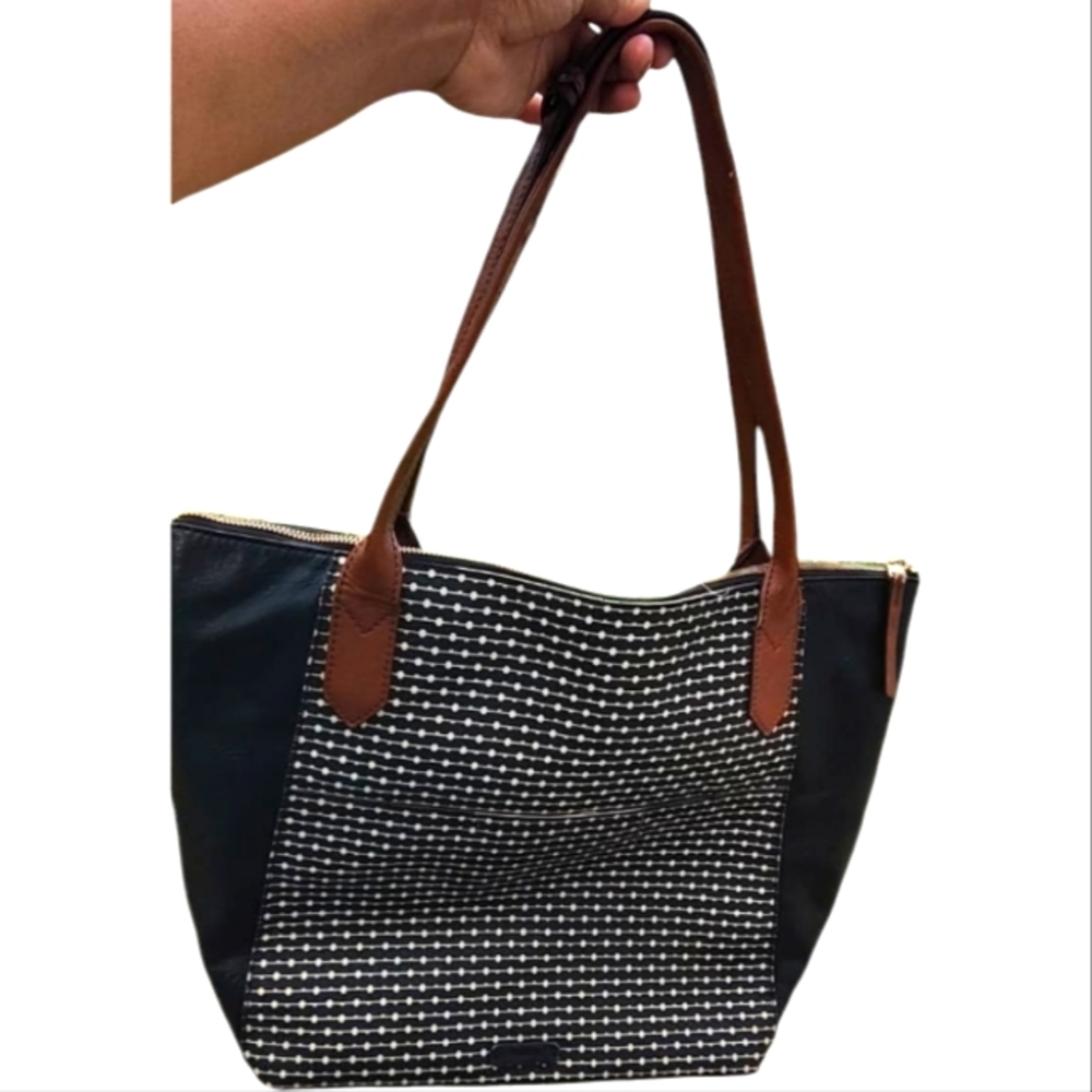 Fossil Elegant Black and Brown Tote Bag